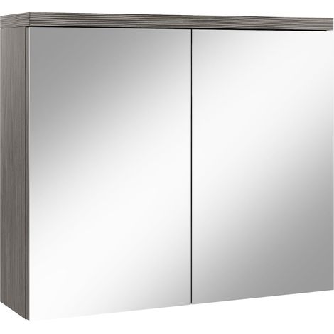Armadietto a specchio Toledo 80 x 60cm Rovere Grigio - specchio armadietto bagno (1/3)