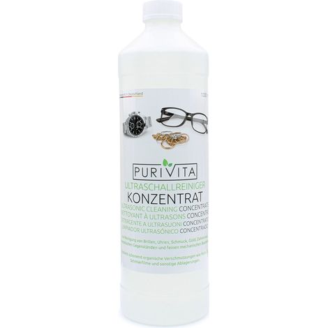 PURIVITA - Concentrato per pulizia ultrasuoni - Ultrasonic Cleaner - pulisce occhiali, gioielli, protesi dentali, ecc. - per dispositivi ad ultrasuoni e bagni ad ultrasuoni - 1000 ml