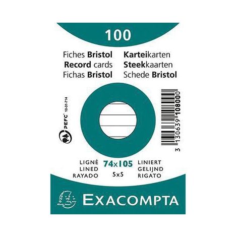 Exacompta Karteikarte 10800SE DIN A7 liniert weiß 100 St./Pack.