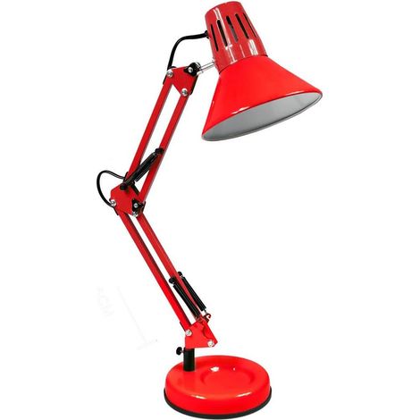 Lampada da scrivania con braccio snodabile luce da tavolo in metallo orientabile con morsetto incluso attacco per lampadine E27 rossa (1/4)