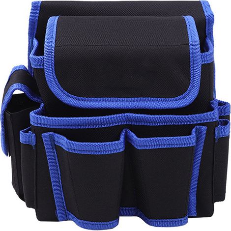 Sac à outils multifonction portable en toile Oxford bleu L101 (23x13x22cm) avec ceinture, organisateur d'outillage pour électricien, réparation et bricolage (1/5)