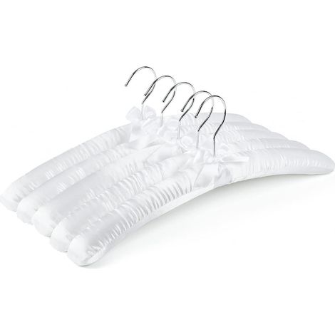 Set mit 4 extra langen weißen Satin-Kleiderbügeln (38 cm), weiche Seidenkleiderbügel für T-Shirts, Hemden, Mäntel, Kleider und Hochzeitspullover. (1/5)