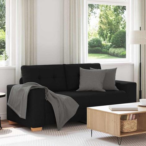 vidaXL Canapé deux places noir 180x77x82 cm en tissu (1/5)