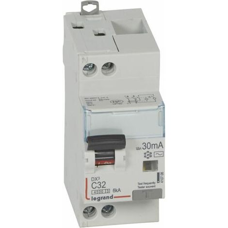 Disjoncteur diff DX³ 4500 vis/vis - U+N 230V 32A - typeAC 30mA - courbe C - 2 modules - Neutre A Droite - 410708 (1/4)
