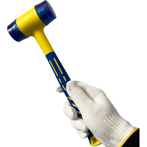 Maillet caoutchouc 40 mm, 500 g, Marteau caoutchouc avec Manche en fibre de verre antidérapant, avec double face souple (1/5)