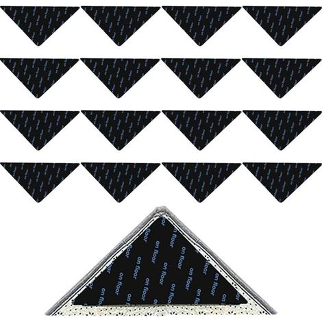 16 Pièces de Tapis Antidérapants, Rug Grippers, Coins sous-Tapis Triangulaires Auto-adhésifs, Réutilisables et Lavables, avec Anti-Bouclage d'Angle et Adhérence Forte, pour Tous les Sols (1/5)