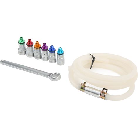 Kit de clés de réparation de freins en métal et caoutchouc, 7-12 mm, 6 adaptateurs, 1 tuyau de vidange, universel pour voitures, SUV, camionnettes, motos (1/5)