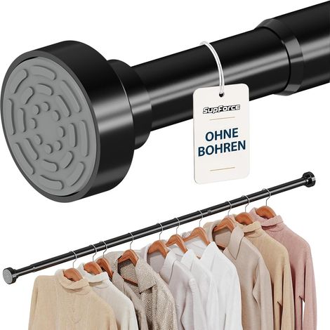 Tringle à vêtements sans perçage, Tringle extensible antidérapante, Tringle robuste réglable 43-137 cm pour placard, salle de bain, buanderie, camping-car, Noir (1/5)