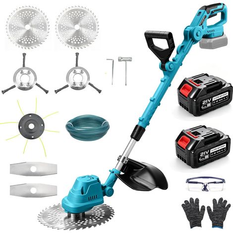 9-Zoll 4In1 Coupe Bordures sans Fil,Rétractable, avec 2X 3000mah Batterie Compatible avec 18 V,20000 tr/min, tête pivotante à 90° (1/5)