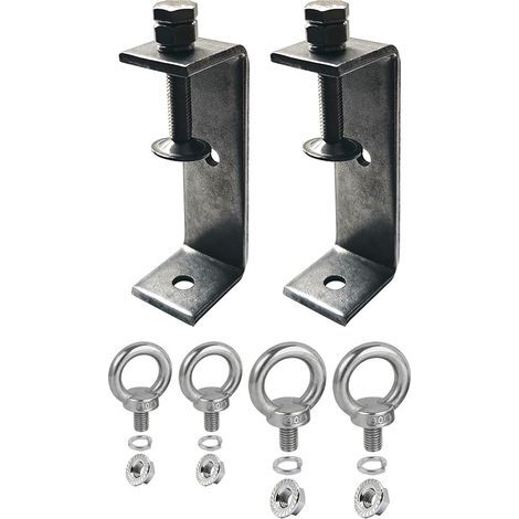 Lot de 6 serre-joints en C en acier inoxydable - Petite pince en C - Plage de serrage réglable de 65 à 95 mm - Ouvertures de mâchoire en C de 10 cm avec vis à anneau M8 M10 pour le travail du (1/5)