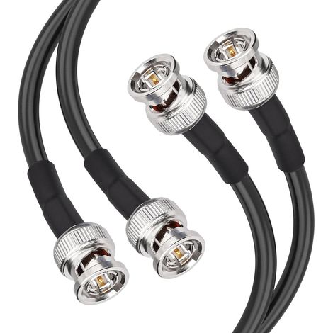 Câble SDI BNC 30cm 3G/6G 75 ohms Cordon BNC Mâle à Mâle Câble RG59 pour Vidéo DVR Oscilloscopes Caméras de Surveillance CCTV (2 pièces) (1/5)