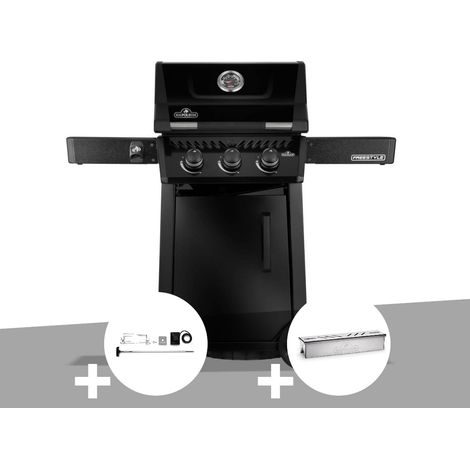 Barbecue gaz Freestyle 365 noir 3 brûleurs + Rôtissoire + Boitier de fumage - Napoléon
