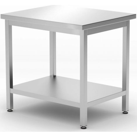 Mesa de trabajo central Budget Line con estante 800 x 600 x 850 mm - Hendi 817100
