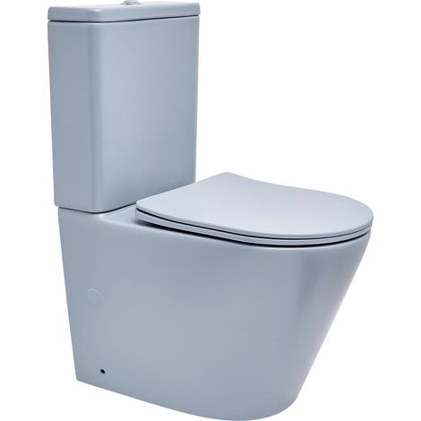 Infinitio WC à poser complet en céramique avec abattant SoftClose, bleu mat (SATINF031VPSNDBLM)