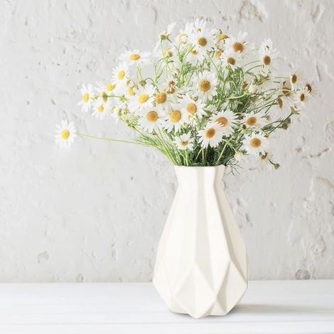 Vase créatif en plastique, vase décoratif pour salon, vase hydroponique pour composition florale créative, vase décoratif géométrique blanc pour bureau