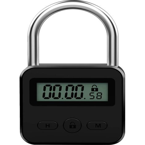 Cadenas Électronique à Minuterie - Verrou Numérique LCD Rechargeable USB - Chronomètre Sécurité (Noir) (1/5)