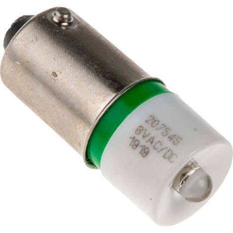 Voyant à LED Vert, culot BA9S, 6V c.a. / V c.c. ( Prix pour 1 )