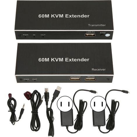 KVM Extenseur Multifonction 60m 1080P 60Hz Interface HDMI avec USB pour TV Lecteur DVD PC 100‑240V (1/5)