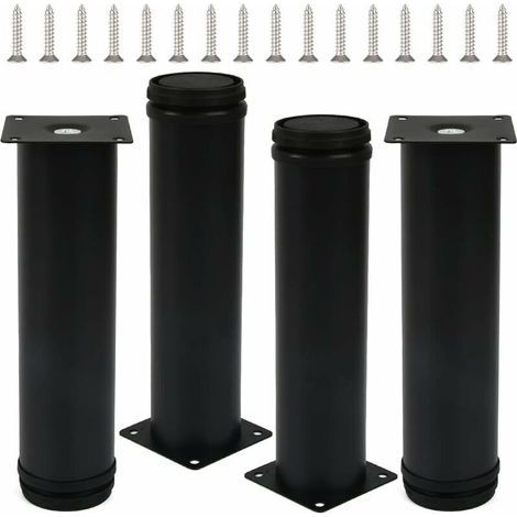 4pcs pieds de meubles pieds réglables noirs 200 mm de hauteur pieds de meuble en acier inoxydable pieds de table épaissis pieds de meubles pieds de meuble avec 16 vis en acier inoxydable (1/5)