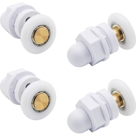 4 Pièces Rouleau Roulette, Roulettes Coulissantes Roue pour Douche Coulissantes Porte Roulette Porte Coulissante Douche Laiton Verre Porte Coureurs Rouleaux Pour accessoires de salle de bain(25mm) (1/5)