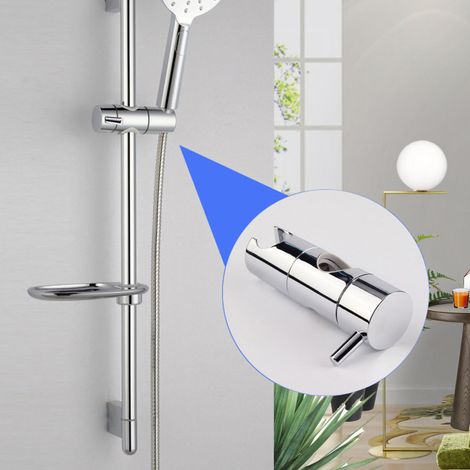 Support de pommeau de douche réglable pour barre de douche coulissante, support de pommeau de douche à main, support de douchette rotatif à 360°, finition chrome poli