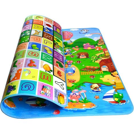 Tapis D'Éveil - Tapis À Ramper En EVA 200 x 180 x 0,5 cm - Anti-Dérapant - Double Face - Pour Bébé Et Enfant - 1 Pièce (1/5)
