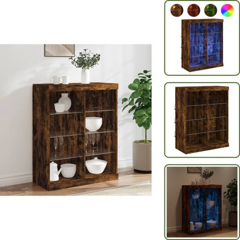 Sideboard mit LED-Leuchten Räuchereiche 81x37x100 cm - Sideboard - Wohnwand - TV-Schrank - Regal - Wohnzimmermöbel (1/5)