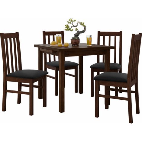 Conjunto de mesas y sillas para comedor Victorville 263, Nuez, 76x80x80cm, Diámetro: 0, Número de asientos: 4, Estilo: Contemporary
