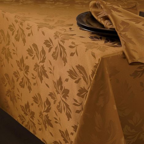 Abwaschbare Tischdecke 140x240 cm Braun Jacquard-Damast Herbstlich Wasserabweisend