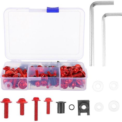 177 vis et écrous robustes en aluminium, vis de fixation pratiques pour moto-14.5X10cm-Red (1/3)