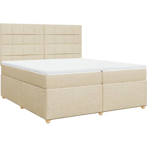 Maison Exclusive - Giroletto a Molle con Materasso Crema 200x200 cm in Tessuto (1/5)