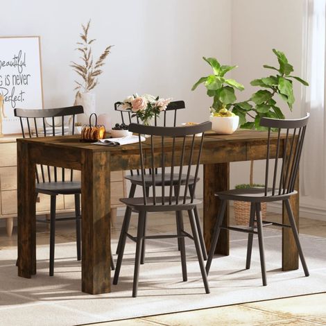 Table à manger Scandinave - Table de salle à manger Chêne fumé 140x74,5x76 cm Bois d'ingénierie BV331053 - BonneVie (1/5)