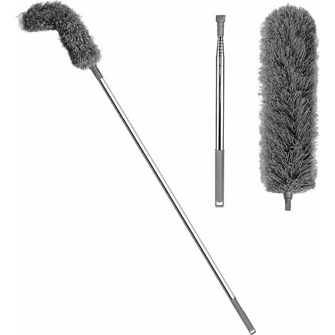 Brosse de gouttière avec manche télescopique de 2,5 m, nettoyage facile, outil d'extérieur