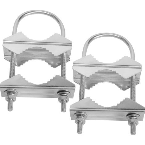 Pince de Mât D'Antenne Double Support de Mâchoire en V Boulons en U Matériel de Tuyau 2 Ensembles pour Antenne WiFi, Antenne TV (1/5)