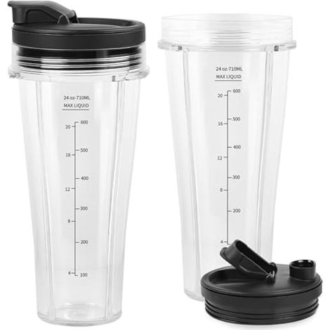 Lot de 2 gobelets de rechange pour blender Ninja BN800EU, BN750EU, BN650EU, BN495EU et CB100EU (710 ml). Compatibles avec les modèles suivants : BN800EU, BN750EU, BN650EU, BN495EU et CB100EU. (1/5)