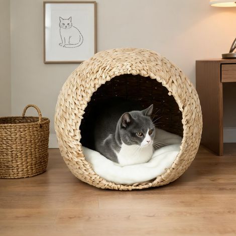 Maison pour chat marron en quenouille 45 x 41 x 37 cm (1/5)