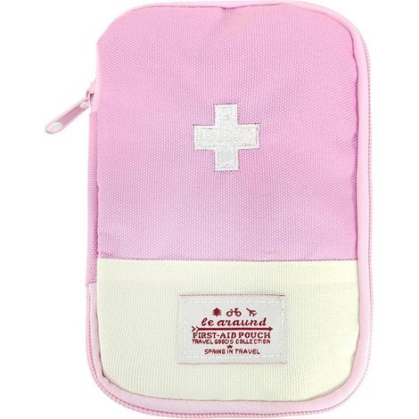 Leere Erste Hilfe Tasche klein, tragbar, wasserdicht, für Auto, Reisen, Camping, Pink