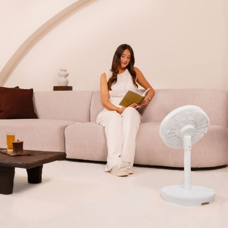 Akku Standventilator oszillierend leise ( 44 dB) - Fernbedienung, 24 Geschwindigkeitsstufen