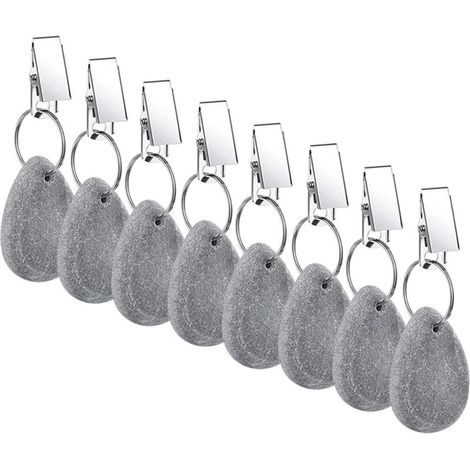 Set mit 8 (grauen) tropfenförmigen Marmorquasten, dicke Quasten, mit Clips, geeignet für Picknicks und Tischdekorationen bei Hochzeiten. (1/4)