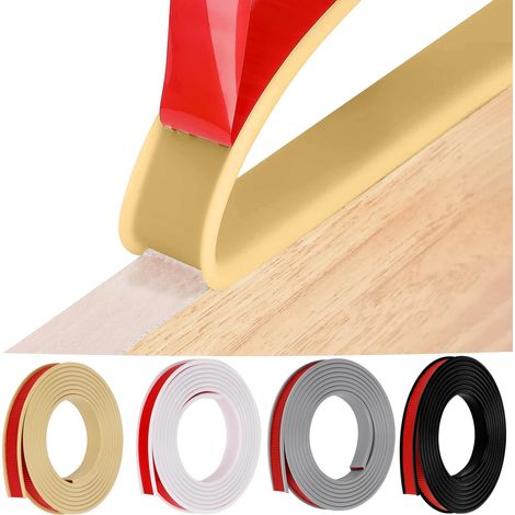 Bande de bord de meuble autocollante en forme de U de 5 m - En TPE flexible - Protection des bords pliable - En caoutchouc - Pour les bords d'armoire, les moulures, les bords de plafond (1/5)