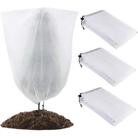 4 Winter Plant Covers with Drawstring and Zipper, Winter Protection Fleece for Plants