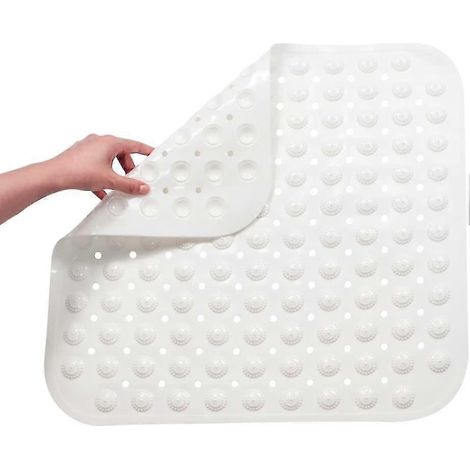 Tapis de douche carré antidérapant, tapis de douche antidérapant pour douche, tapis de douche antibactérien et antidérapant, insert de receveur de douche antidérapant avec bille de massage (1 pièce) (1/4)