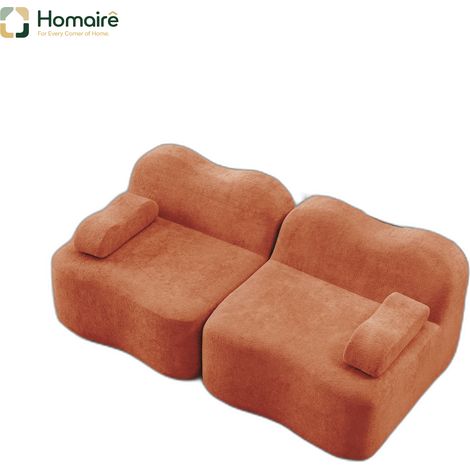 Canapé modulable en velours orange avec accoudoirs 192 x 98 x 70 cm HOMAIRE (1/5)