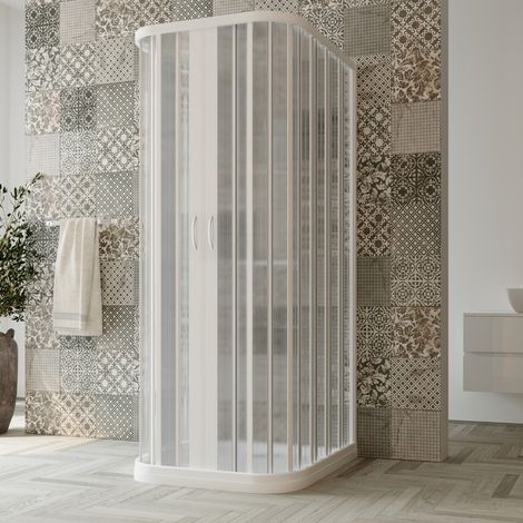 Box doccia cabina a 3 lati in pvc a soffietto h 185 mod. Narciso con apertura centrale 70x90x70 cm