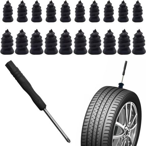 21 Pcs Tubeless Tire Puncture Repair Kit reparation pneu voiturewith Mushroom Avec tournevis,kit anti crevaison voiture Plug for Tyre Punctures and Flats on Cars,Motorcycles,Trucks Tractors (1/5)