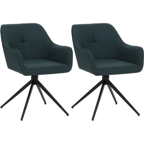 [NEUWERTIG] 2er-Set Esszimmerstuhl HHG-983, Küchenstuhl Armlehne, drehbar Auto-Return, Stoff/Textil (270g/m²) petrol-grün (1/5)