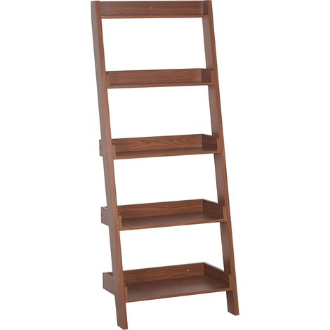 Libreria a scala 5 ripiani legno noce scaffale inclinato moderno Mobile Trio
