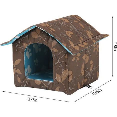 Niche pour Chat Chien Chauffante - Coussin Auto-chauffant Imperméable - Maison Pliable Intérieur/Extérieur - Pour Hiver et Animaux (1/5)