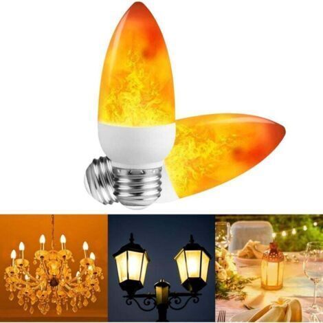 【2pcs】E27 LED Bougie Flamme Ampoule Atmosphère Ampoule Décorative (1/4)
