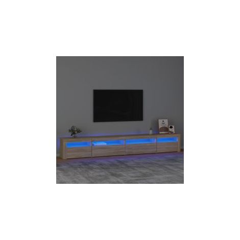 Meuble TV avec lumières LED Chêne sonoma 270x35x40